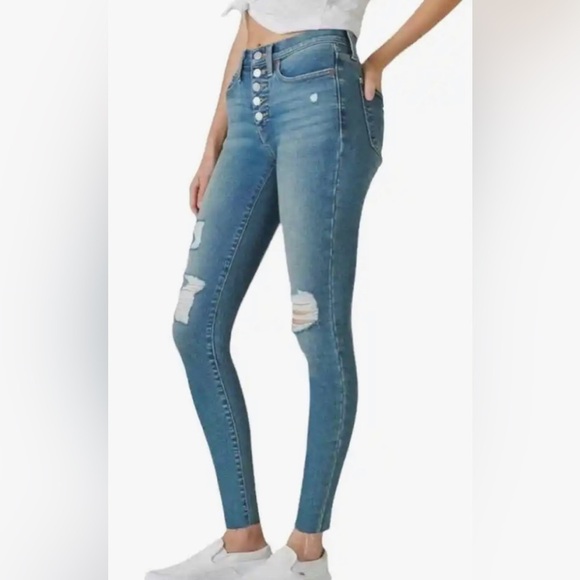 Lucky Brand High Rise Skinny Bridgette button up distressed jeans - Picture 1 of 12